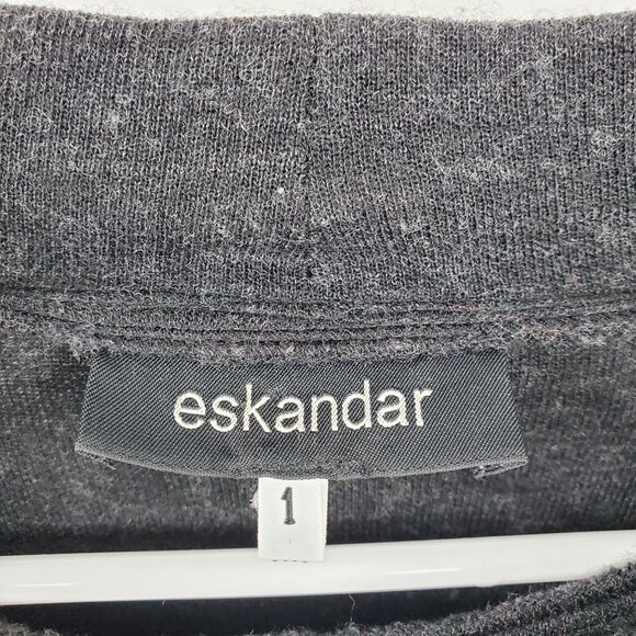Eskandar Lagenlook Wool Blend Mock Neck Grey Oversized Drop Shoulder Sweater 1 - Picture 5 of 9